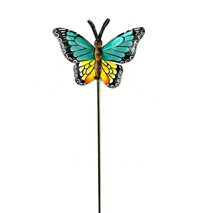 Turquoise/ Yellow Butterfly Garden Stake