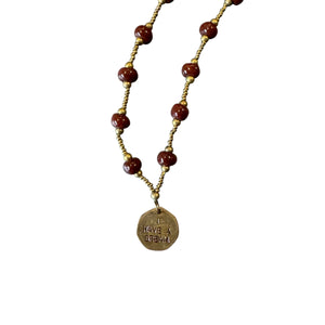 I Have A Dream Coin Necklace- Dark Burgundy