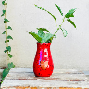 Calliope Heart Vase - Ladybug Red