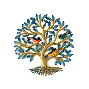 Medium Blue Three Birds Tree of Life