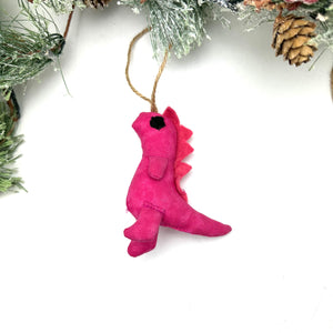 Stuffed Dinosaur Ornament- Pink