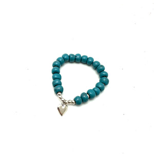 Heart Charm Bracelet- Turquoise