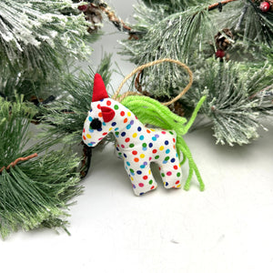 Stuffed Unicorn Ornament- Polka Dot