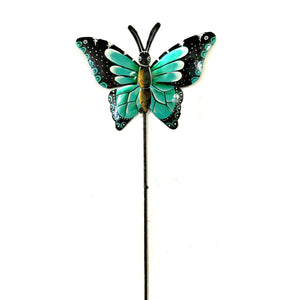 Black and Turquoise Butterfly Garden Stake