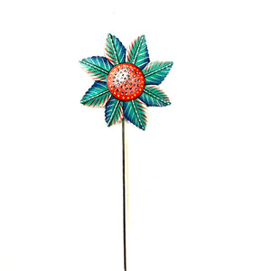 Turquoise And Red Flower Garden Stake (2)