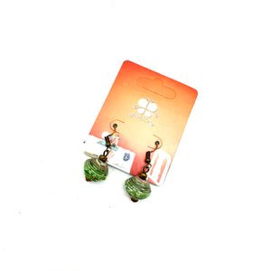 Cereal Box Bead Earrings- Green Hues