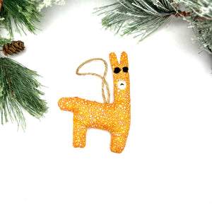 Llama Ornament- Orange Bubbles