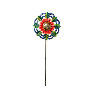 Blue And Red Flower Garden Stake