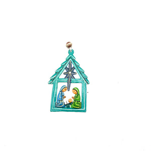Turquoise Nativity Ornament