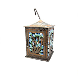 Painted Tree of Life Hanging Lantern