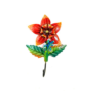 Red Flower and Lizard Wall Hook