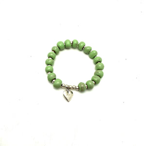 Heart Charm Bracelet- Mint Green