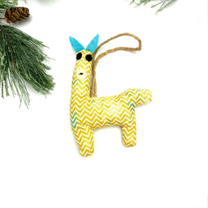 Llama Ornament- Chevron Yellow