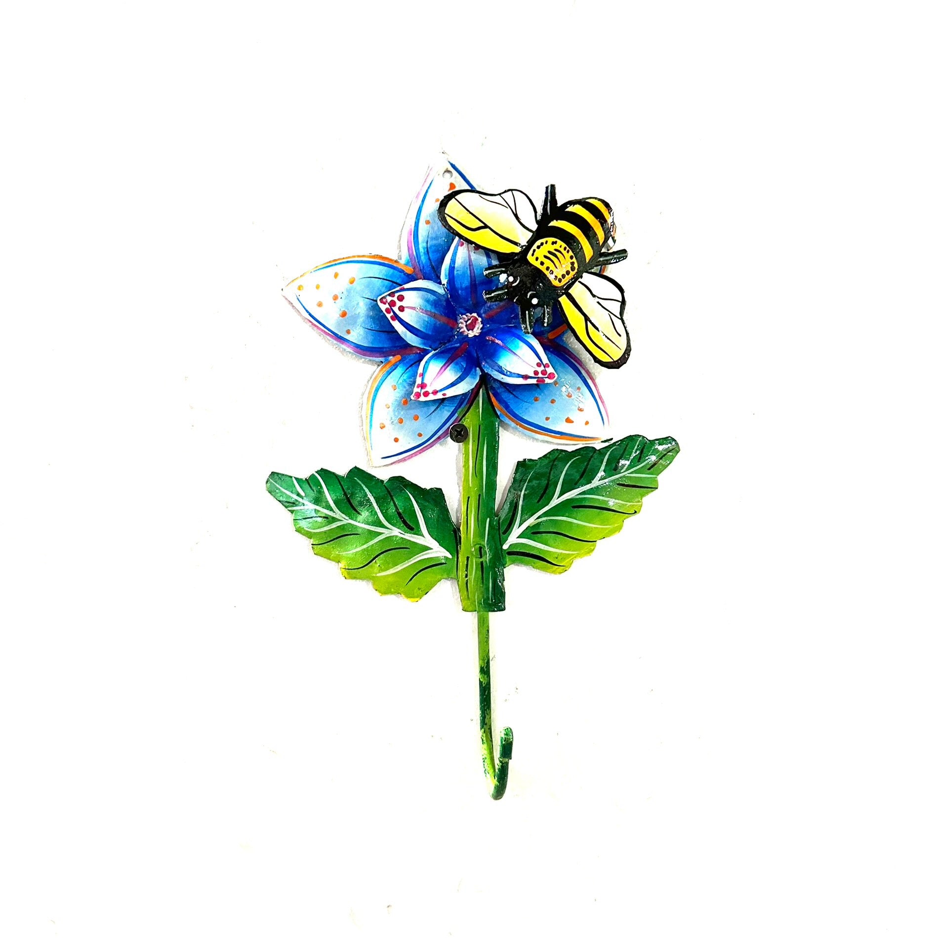 Blue Flower and Bee Wall Hook – Papillon Marketplace Online