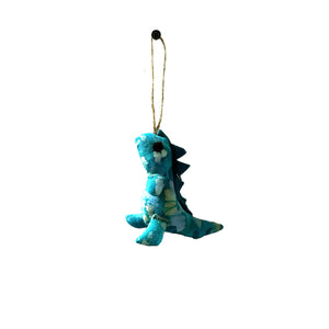 Stuffed Dinosaur Ornament- Turquoise