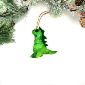 Stuffed Dinosaur Ornament- Green