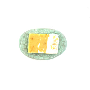Oval Turquoise Lace Print Soap Dish