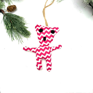 Little Bear Ornament- Pink Chevron