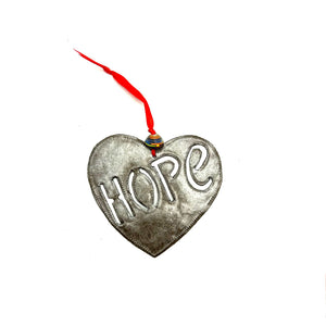 Rustic Natural Hope Heart Ornament