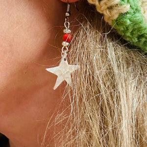 Little Star Earring- Red Bead