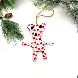 Little Bear Ornament- Pink Hearts