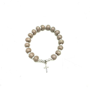 Cross Charm Bracelet- Taupe