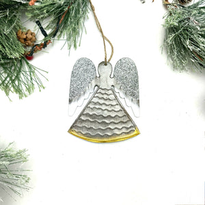 Glitter Angel Ornament with Snowy Wings