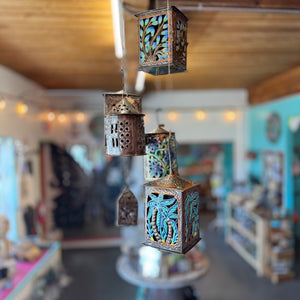 Painted Palm Hanging Lantern