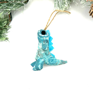 Stuffed Dinosaur Ornament- Blue Tie Dye