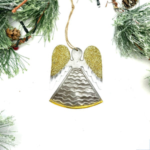 Glitter Angel Ornament with Snowy Wings