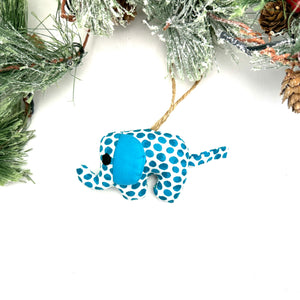 Elephant Ornament- Blue Polka Dot