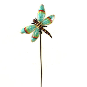 Sweet Turquoise/ Red Dragonfly Garden Stake