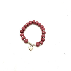 Heart Charm Bracelet- Pale Raspberry