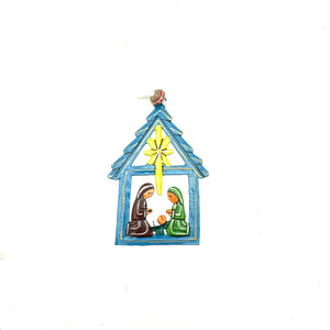 Blue Nativity Ornament