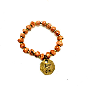 Ceramic Coin Bracelet - Seize the Day