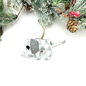 Elephant Ornament- Grey Geo