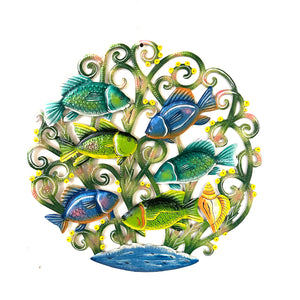 Blue-Green Fish Round