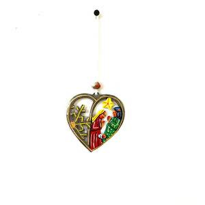 Painted Heart Nativity Ornament