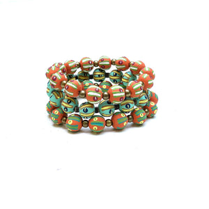 Simple Ceramic Bracelet- Painted Beads