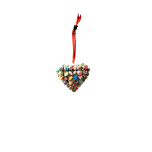 Cereal Box Bead Heart Ornament