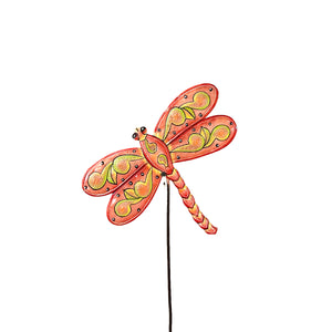 Vibrant Pink Dragonfly Garden Stakes