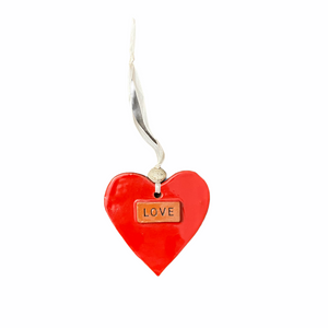 Ceramic Heart Ornament - Red Love