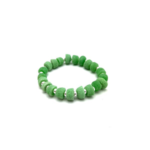 Green Glass and Silver Bracelet