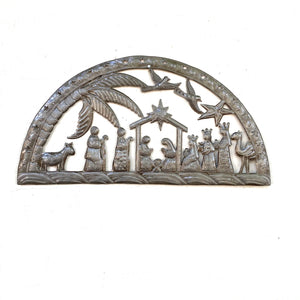 Brushed Metal  Dome Nativity