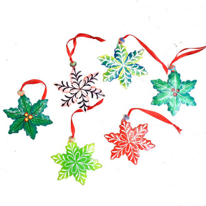 Holly Berry Ornaments (Set of 6 Green and Red)