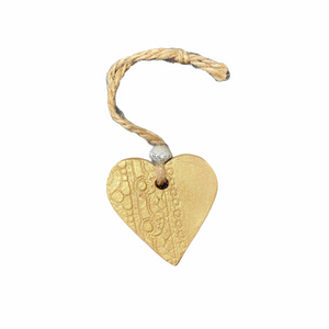 Ceramic Heart Ornament - Gold Lace