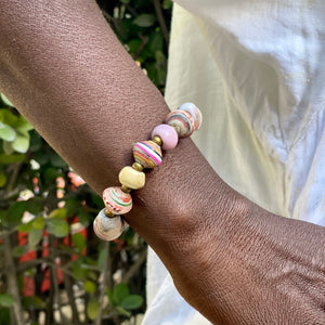 Haitian Signature Bracelet- Pastels with Cereal Box Beads
