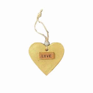 Ceramic Heart Ornament - Gold Love