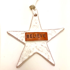 Ceramic Ornament - Believe Star